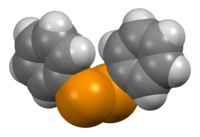 Space-filling model of the diphenyl ditelluride molecule