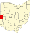 State map highlighting Darke County