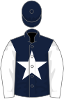 Dark blue, white star and sleeves