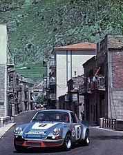 Porsche 911 Carrera RSR driven by Herbert Müller and Gijs van Lennep in 1973 in Collesano