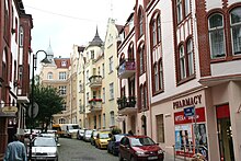 Józefa Czyżewskiego street in Oliwa, the street sign of which can be seen in the bottom right of picture