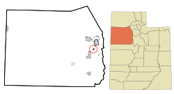Location in Tooele County and the state of Utah