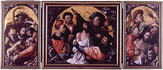 Passion Triptych [fr; nl], by a follower of Bosch, c.1530-1540, in the Museu de Belles Arts de Valencia
