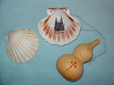 St James pilgrim accessories (Note the cross on the shepherd's gourd)