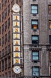 Vertical sign reading "Benjamin" on the hotel's facade