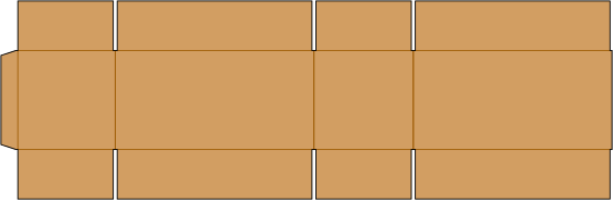 RSC blank showing score lines, slots, and manufacturer's joint at the leftmost edge
