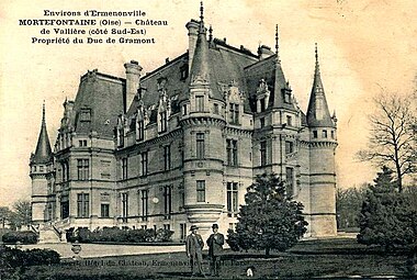 The main façade of the Château de Vallière, with the entrance facing northeast.