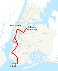 Map of the "N" train