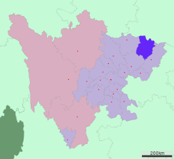 Location of Bazhong in Sichuan