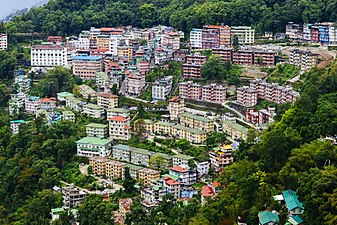 View of downtown Gangtok city from Crown Prince Tenzing Kunzang Namgyal Walkway.