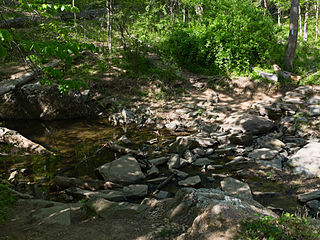 The B trail crosses a small stream