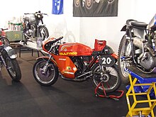 Racing motorcycle in museum display