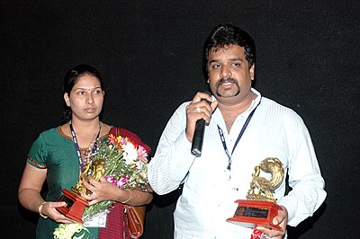 Director of the film 'Kada Beladingalu' B S Lingadevaru at the presentation of the film on Nov. 28,200-7 at IFFI, Panaji, Goa.jpg