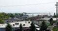 A view of downtown Grand Marais, the harbor, and Lake Superior.