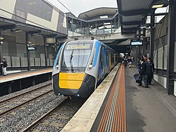 A High Capacity Metro Train arriving at Springvale station Platform 2