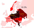 Jewish Holocaust death toll as a % of the total pre-war Jewish population