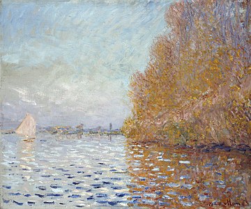 《阿让特伊流域的孤舟》，莫奈，1874