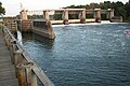 Savannah Bluff Lock and Dam; View of Lock and Dam from adjacent park looking upstream.