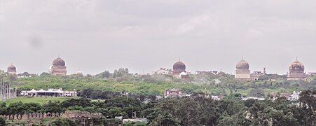 Distant shot of all the Qutb Shahi Tombs, Hyderabad