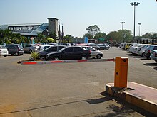 Barrier at the entrance to a parking lot