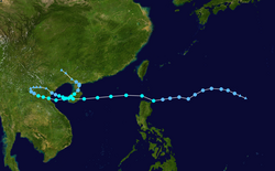 輕度颱風山神的路徑圖