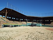 The concrete grandstand of the Warren Ballpark