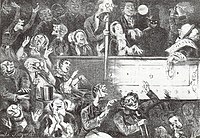 The audience at the Théâtre des Bouffes-Parisiens, the birthplace of Jacques Offenbach's operettas. Caricature of 1860.