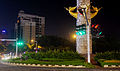 于中国泉州市城雕环岛设立的国标3孔式组合灯控