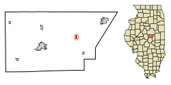 Location of De Witt in De Witt County, Illinois.