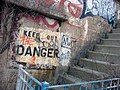 Due to decay and structural damage several parts of the fort are fenced off (February 2006)