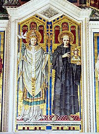 St. Gregory the Dialogist, Pope of Rome, with St. Augustine of Canterbury.