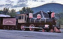 Photograph of Union Pacific 737 on display at Steamtown, U.S.A., Bellows Falls, Vermont