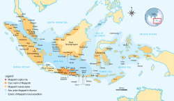 The greatest extent of Majapahit influence based on the Nagarakretagama[1] in 1365