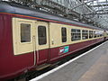 A British Rail Class 156 in SPT livery at Central Station, Glasgow