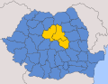 Present-day counties of Harghita, Covasna, and Mureș within Romania