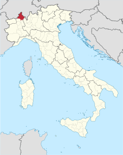 Map highlighting the location of the province of Verbano-Cusio-Ossola in Italy