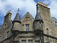 Scots-Baronial-style turrets on Victorian tenements in Edinburgh