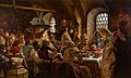 Image 10 A Boyar Wedding Feast Painting credit: Konstantin Makovsky A Boyar Wedding Feast is an oil-on-canvas painting created by Russian artist Konstantin Makovsky in 1883. The boyars were members of the highest rank of the feudal aristocracy of Russia in the 16th and 17th centuries, and a wedding was an important social event. In this painting, the guests are depicted toasting a newlywed couple. They stand at the head of the table, where the groom sees his bride without her veil for the first time; she appears timid and bashful as the men toast for the first kiss. Behind the couple, the Lady of Ceremony gently urges on the bride. A roasted swan is being brought in on a large platter, the last dish to be served before the couple retires to the bedroom. The work is in the collection of the Hillwood Estate, Museum & Gardens, in Washington, D.C. More selected pictures