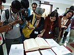 Visitors take a closer look at some of the earliest European-printed books in India.