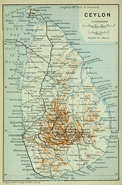 British Ceylon map, published in Leipzig, c. 1914