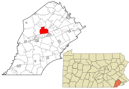 Location in Chester County and of Chester County in Pennsylvania