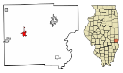 Location of Martinsville in Clark County, Illinois.