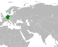 Map indicating locations of Germany and Bhutan