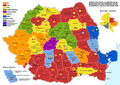 Map of the Romanian counties based on the party of the president of the County Council