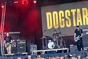 Dogstar performing at Primavera Sound 2024 (from left to right): Bret Domrose, Robert Mailhouse, and Keanu Reeves
