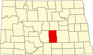 Map of North Dakota highlighting Kidder County