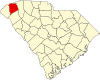 State map highlighting Pickens County