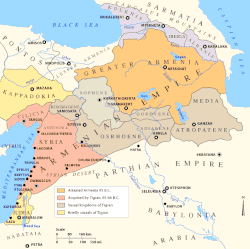 提格兰二世在位时阿迪亚波纳于亚美尼亚王国的位置