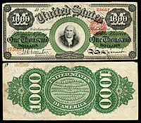 $1,000 Legal Tender note, Series 1862–63, Fr.186e, depicting Robert Morris.