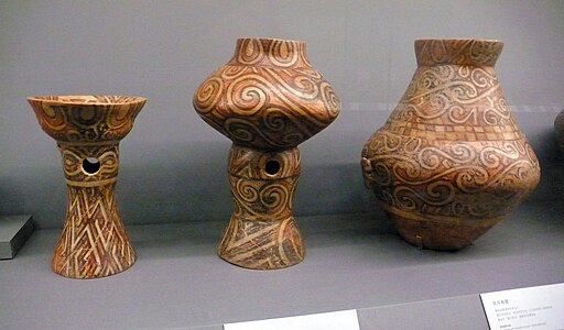 Prehistoric Cucuteni–Trypillia volutes on some vessels, c.4300–4000 BC, ceramic, Moldavia National Museum Complex, Iași, Romania